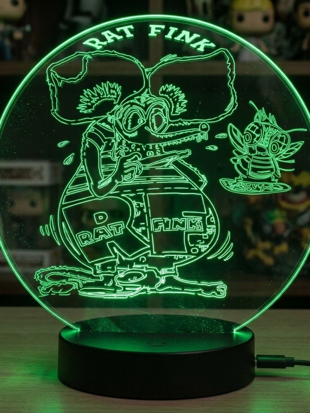Rat Fink LED Accent Lamp - Green Home Accent Light
